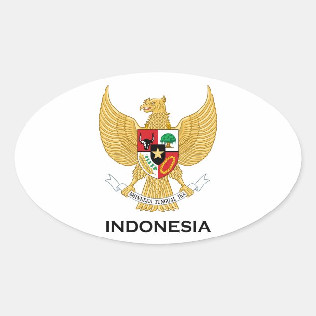 Pegatina Ovalada INDONESIA - emblema/bandera/escudo de armas/símbol (Anverso)