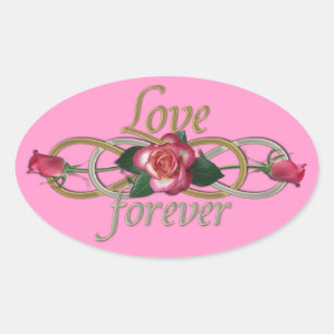 Pegatina Ovalada Infinito doble - Rosas Amor para siempre