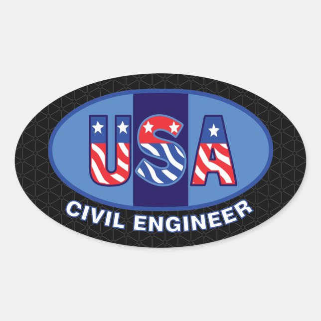 Pegatina Ovalada Ingeniero Civil Patriota (Anverso)