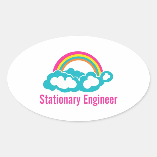 Pegatina Ovalada Ingeniero estacionario Cloud Rainbow (Anverso)