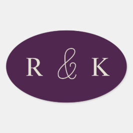Pegatina Ovalada Iniciales de parejas elegantes