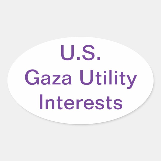 Pegatina Ovalada Intereses de Utilidad EEUU-Franja de Gaza Hankamer (Anverso)