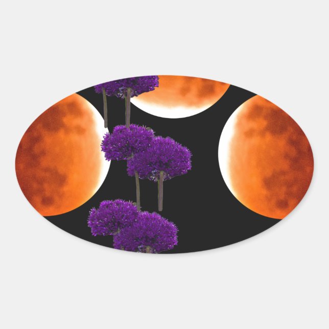 Pegatina Ovalada Intrusión púrpura (Anverso)