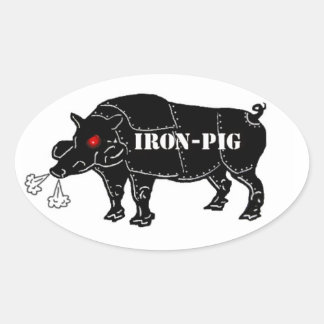 PEGATINA OVALADA IRON PIG