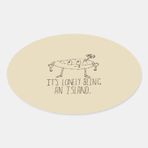 Pegatina Ovalada Isla del dibujo animado