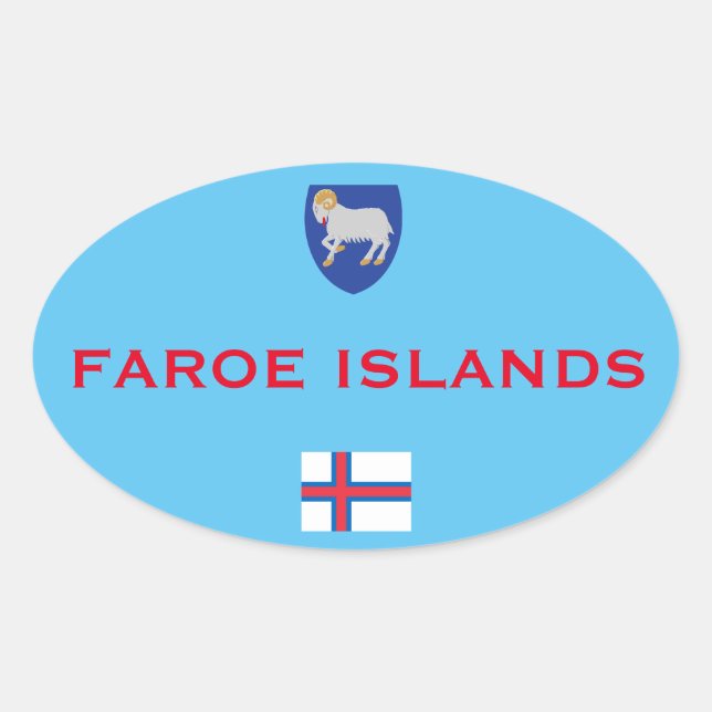 Pegatina Ovalada Isla Feroe Estilo Euro Ticker Oval (Anverso)
