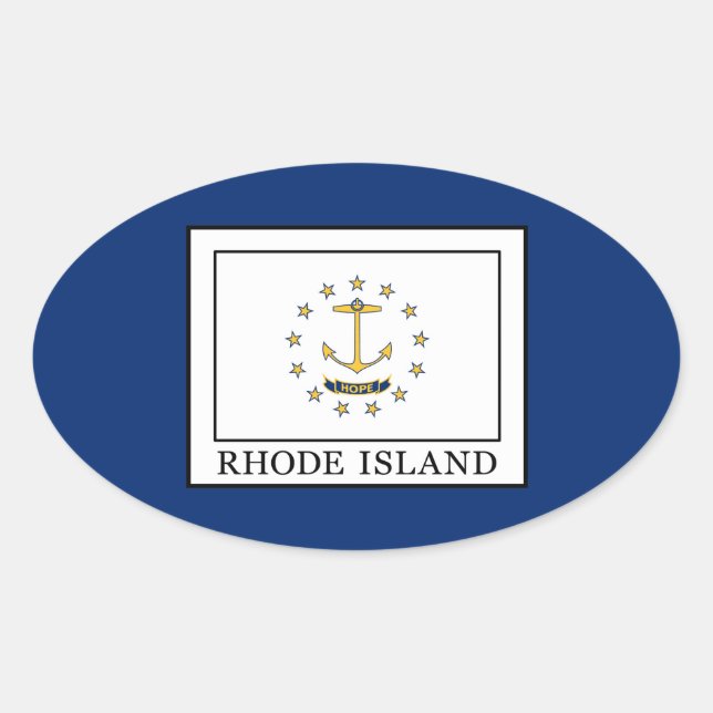 Pegatina Ovalada Isla Rhode (Anverso)