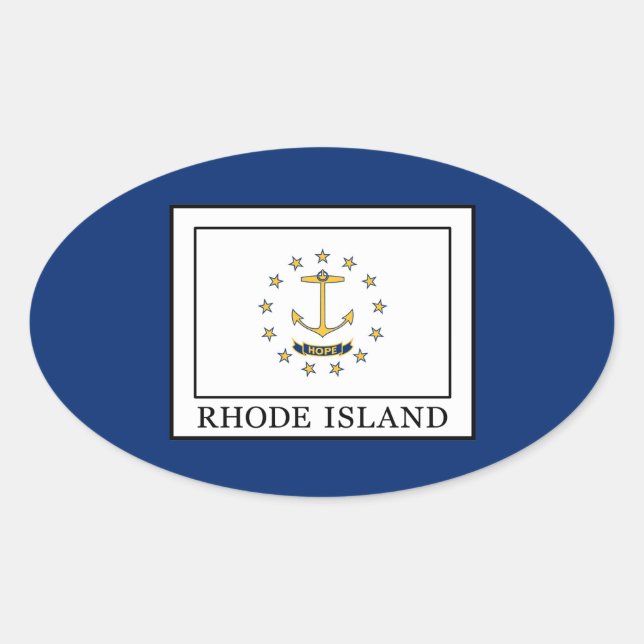 Pegatina Ovalada Isla Rhode (Anverso)
