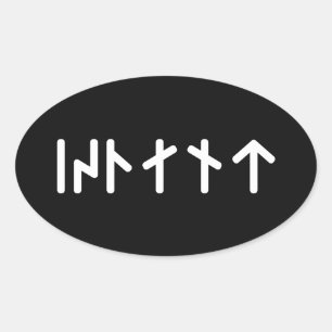 Pegatina Ovalada Islandia ᛁᛋᛚᛅᚾᛏ ~ Runas Futhark Jóvenes