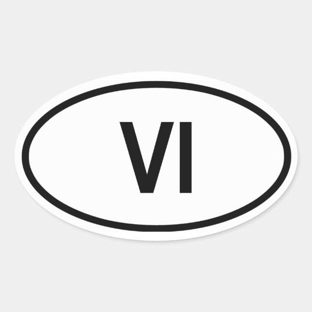Pegatina Ovalada Islas Vírgenes de los Estados Unidos "VI" (Anverso)