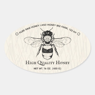 Pegatina Ovalada Ivory Honey Jar Boho Beekeeper