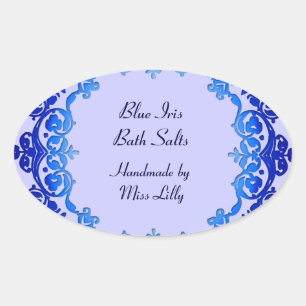 Pegatina Ovalada Jabón floral del vintage o etiquetas de enlatado
