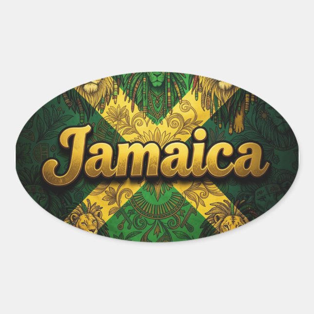 Pegatina Ovalada Jamaica ya mon (Anverso)