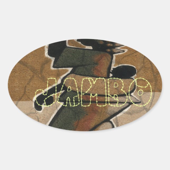 Pegatina Ovalada Jambo Habari Hakuna Matata. (Anverso)