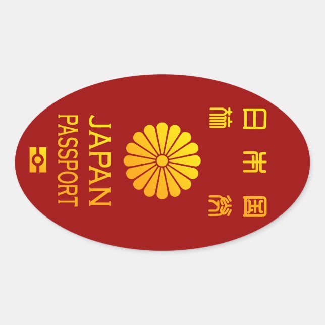 Pegatina Ovalada japan passport (Anverso)