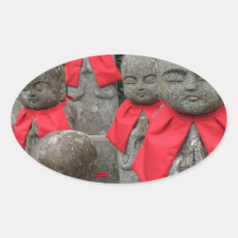 Pegatina Ovalada Japón Estilo Guardian Deidad De Los Niños Japón