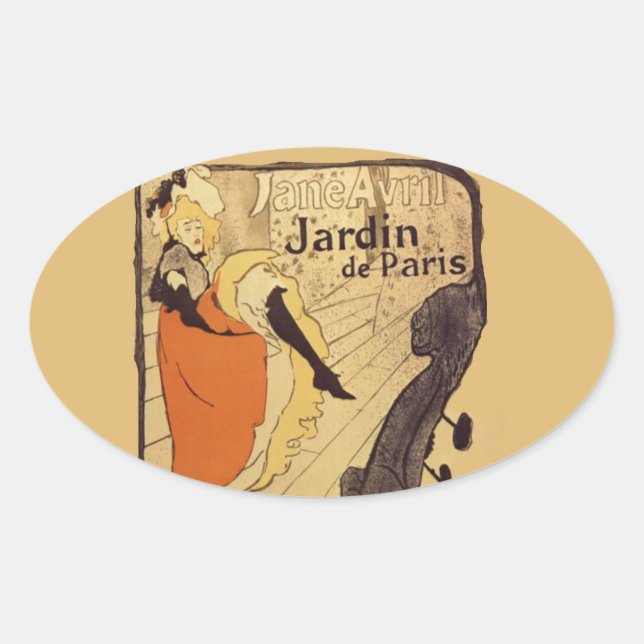 Pegatina Ovalada Jardin de Paris - Toulouse-Lautrec (Anverso)