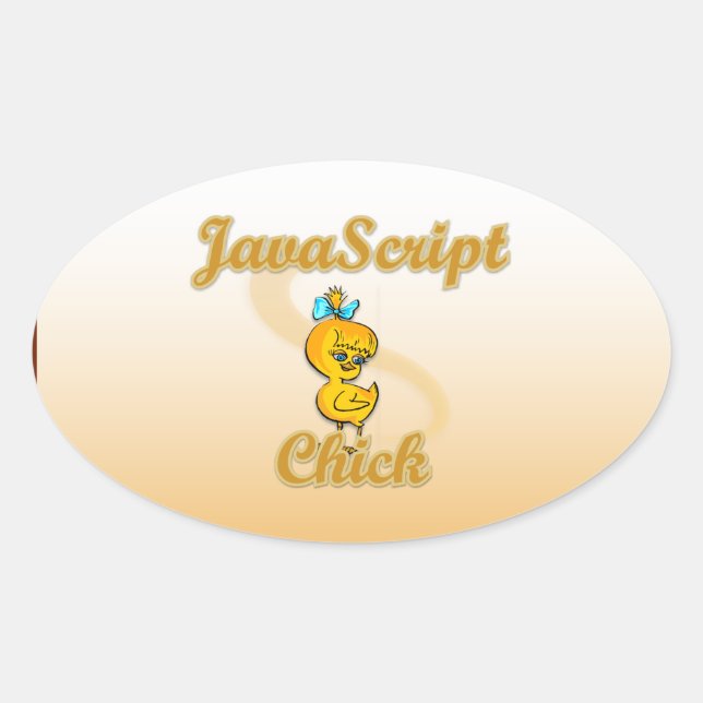 Pegatina Ovalada Javascript Chick (Anverso)