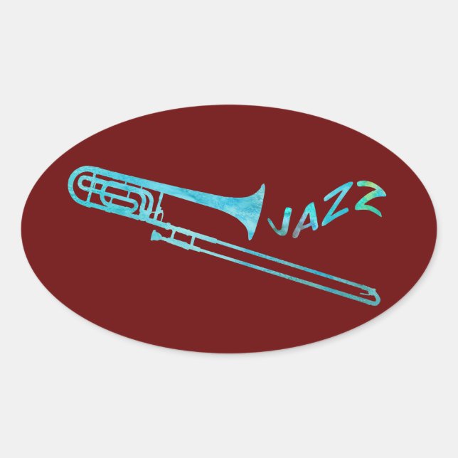 Pegatina Ovalada Jazz Trombone (Anverso)