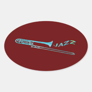 Pegatina Ovalada Jazz Trombone