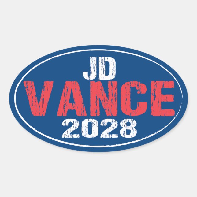 Pegatina Ovalada JD Vance 2028 (des) (Anverso)