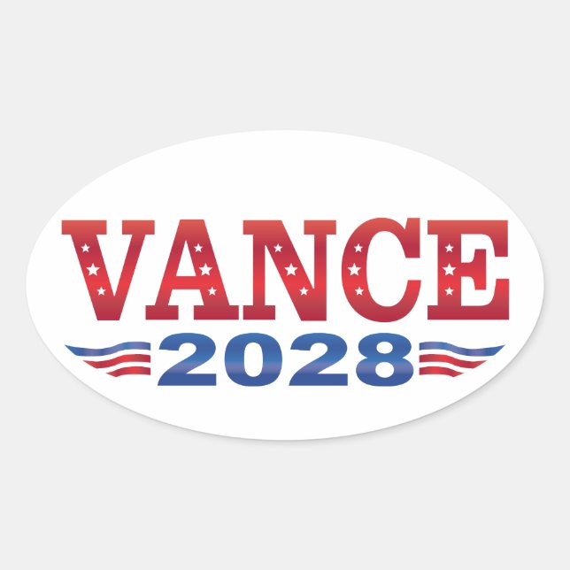 Pegatina Ovalada JD Vance Presidente 2028 (bs) (Anverso)