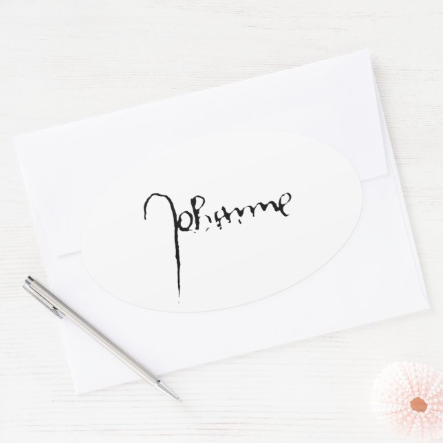 Pegatina Ovalada Jeanne d'Arc Saint Joan Heilige Johanna Signature (Sobre)