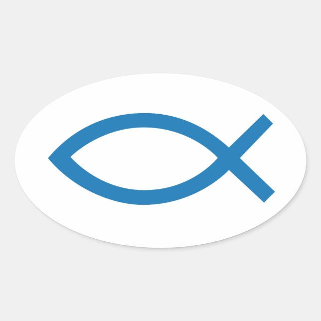 Pegatina Ovalada Jesucristo, símbolo de pescado cristiano para cami (Anverso)