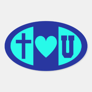Pegatina Ovalada Jesús Corazón U