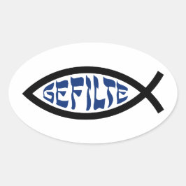 Pegatina Ovalada Jesus Gefilte Fish - Humor judío de la Pascua judí