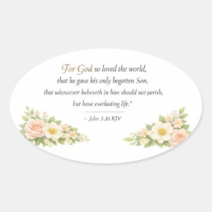 Pegatina Ovalada John 3:16 KJV Sticker •