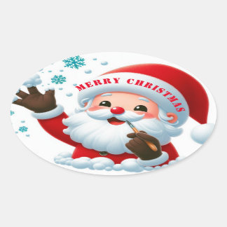 Pegatina Ovalada Jolly Santa Classic Round Pegatinas