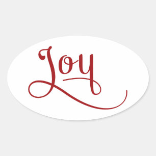 Pegatina Ovalada Joy Script Red