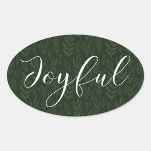Pegatina Ovalada Joyful Tidings Pegatinas de vacaciones