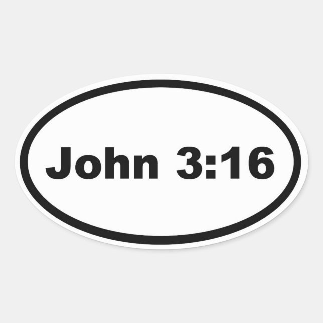 Pegatina Ovalada Juan 3:16 (Anverso)