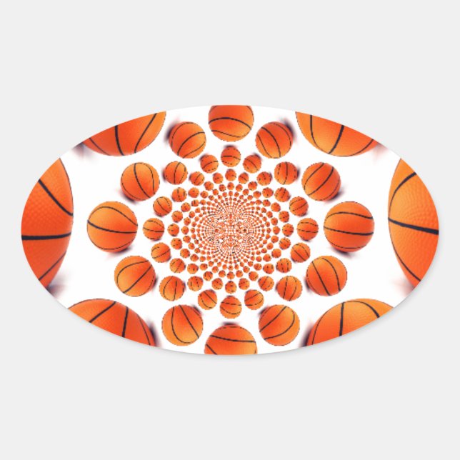 Pegatina Ovalada Juego de básquetbol de campeones: Court Vision Kal (Anverso)