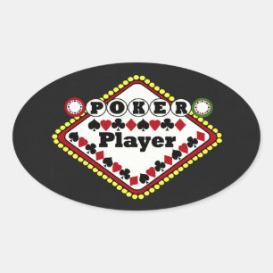 Pegatina Ovalada Jugador de póker