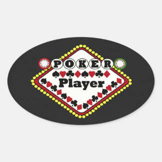 Pegatina Ovalada Jugador de póker