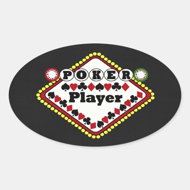 Pegatina Ovalada Jugador de póker (Anverso)