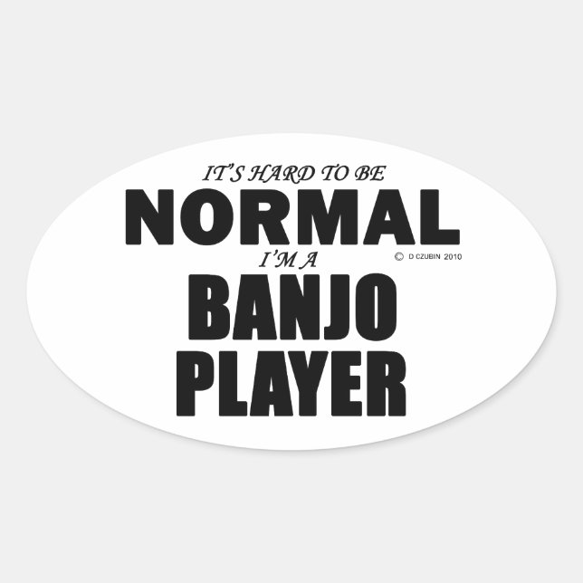 Pegatina Ovalada Jugador normal de banjo (Anverso)