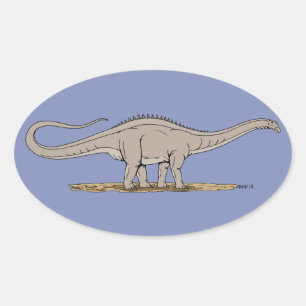 Pegatina Ovalada Jurásico Dinosaurio Apatosauro