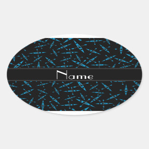 Pegatina Ovalada Kajaks negros conocidos personalizados