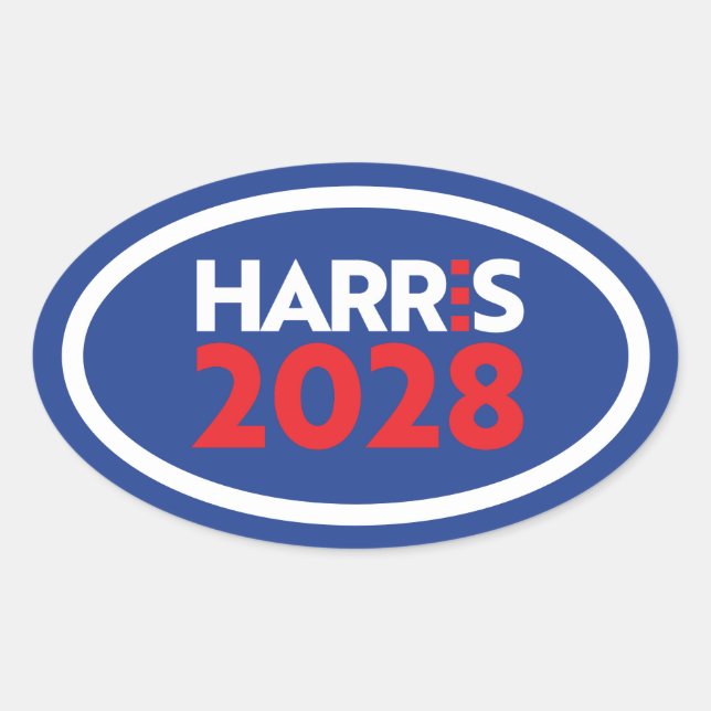 Pegatina Ovalada Kamala Harris 2028 (Anverso)
