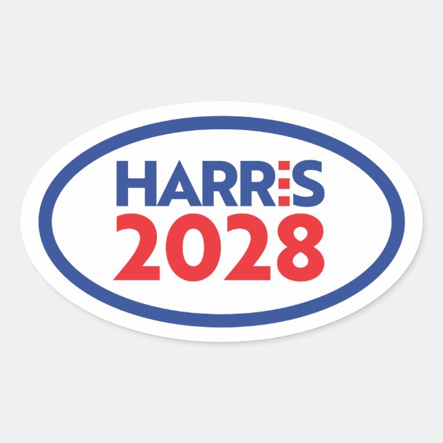 Pegatina Ovalada Kamala Harris 2028 (Anverso)