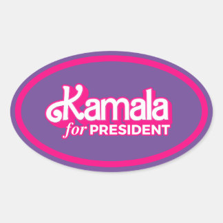 Pegatina Ovalada Kamala por el estilo rosado del presidente