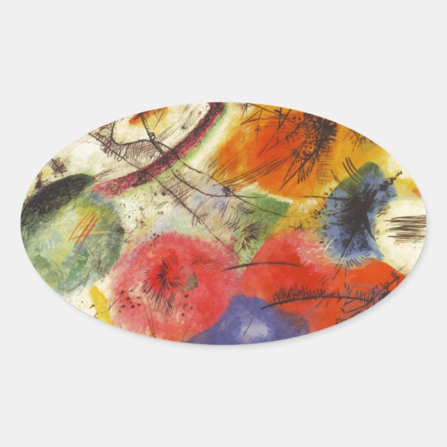 Pegatina Ovalada Kandinsky Black Strokes Resumen de pintura (Anverso)