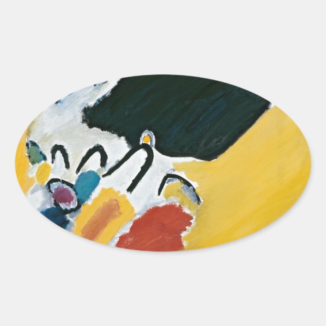 Pegatina Ovalada Kandinsky Impresión III Concierto Resumen Pintura (Anverso)