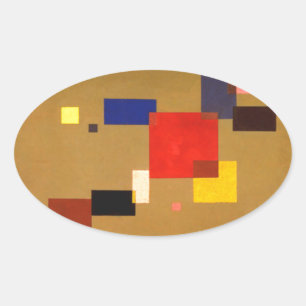 Pegatina Ovalada Kandinsky Trece Rectángulos Resumen Pintura