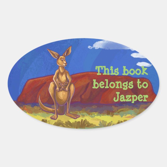 Pegatina Ovalada Kangaroo Stationery (Anverso)