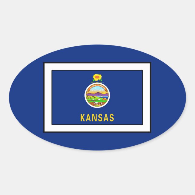 Pegatina Ovalada Kansas (Anverso)